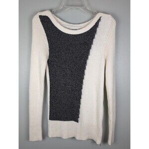 Calvin Klein Sweater Women’s Small Black White Colorblock Side Zip Knit Pullover